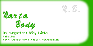 marta body business card